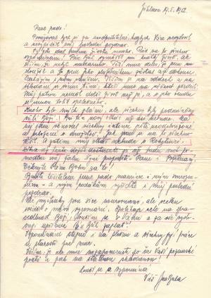 Brief für Herr P. Cyril Bojanovský